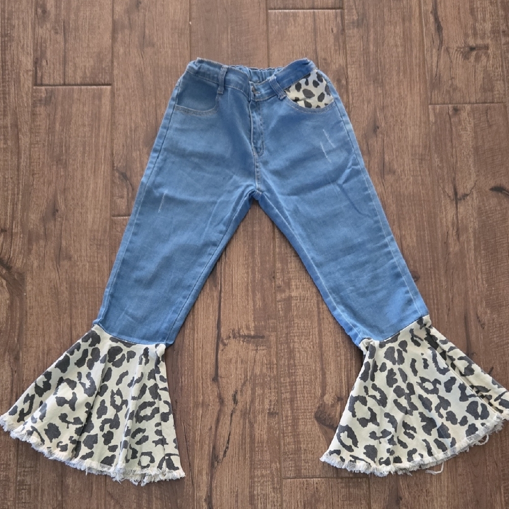 Leopard Flare Blue Jeans